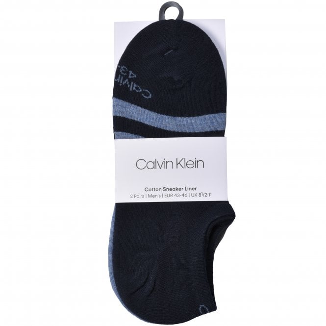 Calvin Klein-2-Pack No-Show Striped Liner Socks, Blue Combo-UNDERU