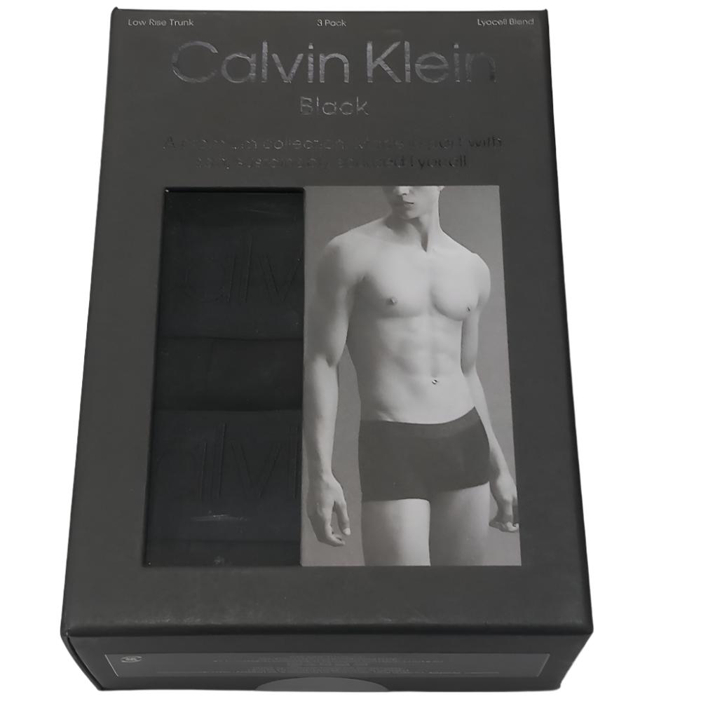 CK black three pack of low rise boxer trunks box