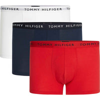 Tommy Hilfiger-3-Pack Recycled Essentials Stretch Boxer Trunks, Red/White/Navy-UNDERU