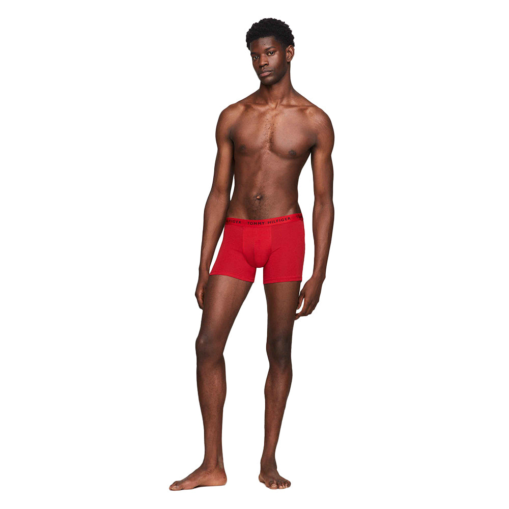 Tommy Hilfiger-3-Pack Recycled Essentials Stretch Boxer Trunks, Red/White/Navy-UNDERU