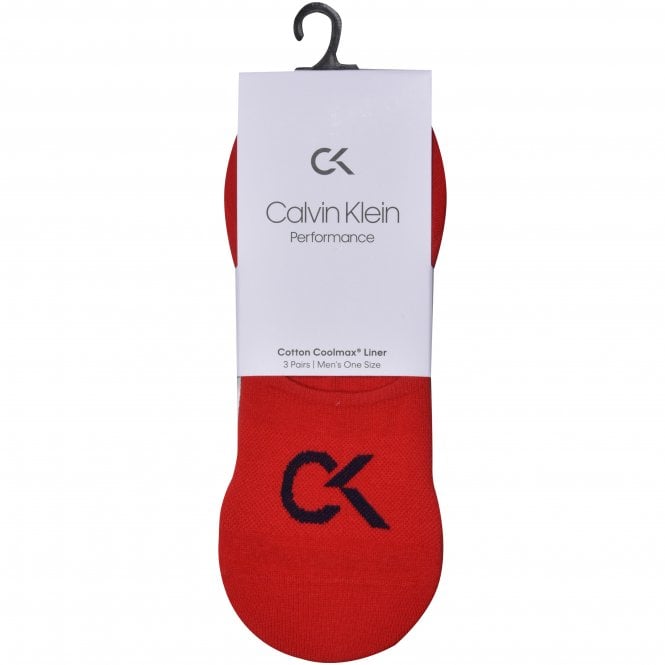 3-Pack Logo Liner Sports Performance Socks, Red/Blue/Grey-Calvin Klein-UNDERU