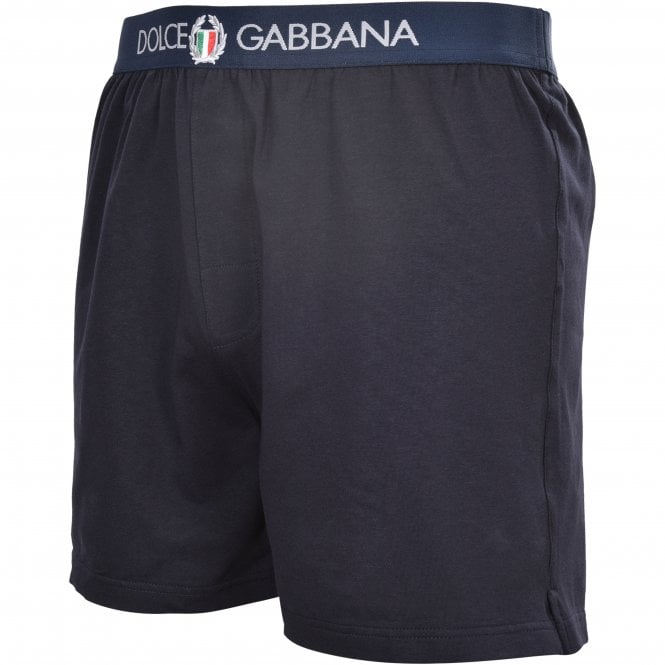 Dolce& Gabbana Lounge Shorts with Crest, Navy-Dolce & Gabbana-UNDERU