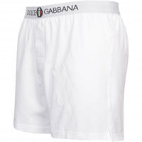 Dolce& Gabbana Lounge Shorts with Crest, White-Dolce & Gabbana-UNDERU