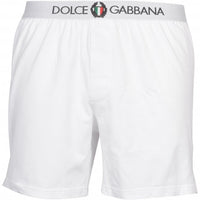 Dolce& Gabbana Lounge Shorts with Crest, White-Dolce & Gabbana-UNDERU