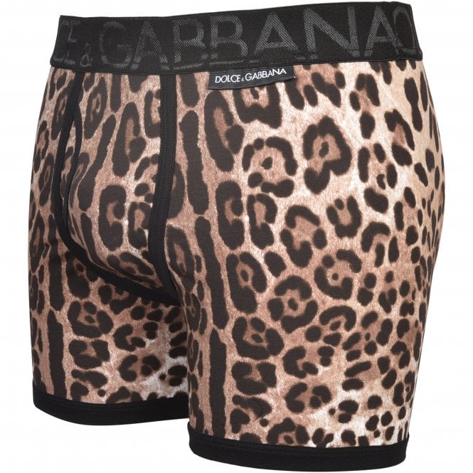 Leopard Print Boxer Brief, Black-Dolce & Gabbana-UNDERU