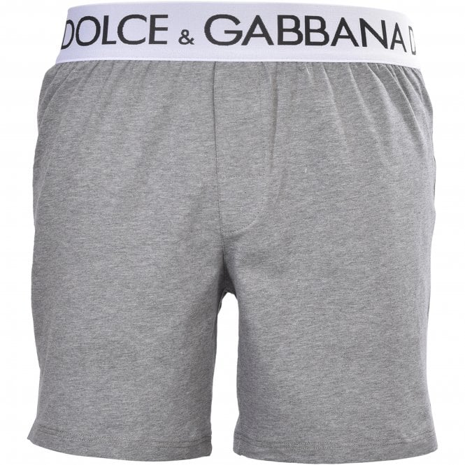 Retro Logo Lounge Shorts, Grey Melange-Dolce & Gabbana-UNDERU