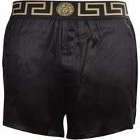 Iconic Button-Front Silk Boxer Short, Black/gold-Versace-UNDERU