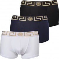 3-Pack Greca Border Low-Rise Boxer Trunks, Black/White/Navy-Versace-UNDERU