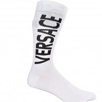 Script Logo Sports Socks, White/black-Versace-UNDERU