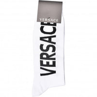 Script Logo Sports Socks, White/black-Versace-UNDERU