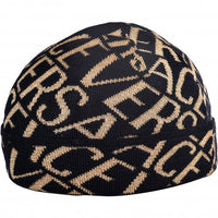 Allover Logo Beanie Hat, Black/Gold-Versace-UNDERU