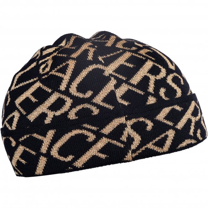 Allover Logo Beanie Hat, Black/Gold-Versace-UNDERU