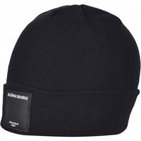 Organic Cotton Logo Patch Beanie Hat, Black-Bjorn Borg-UNDERU