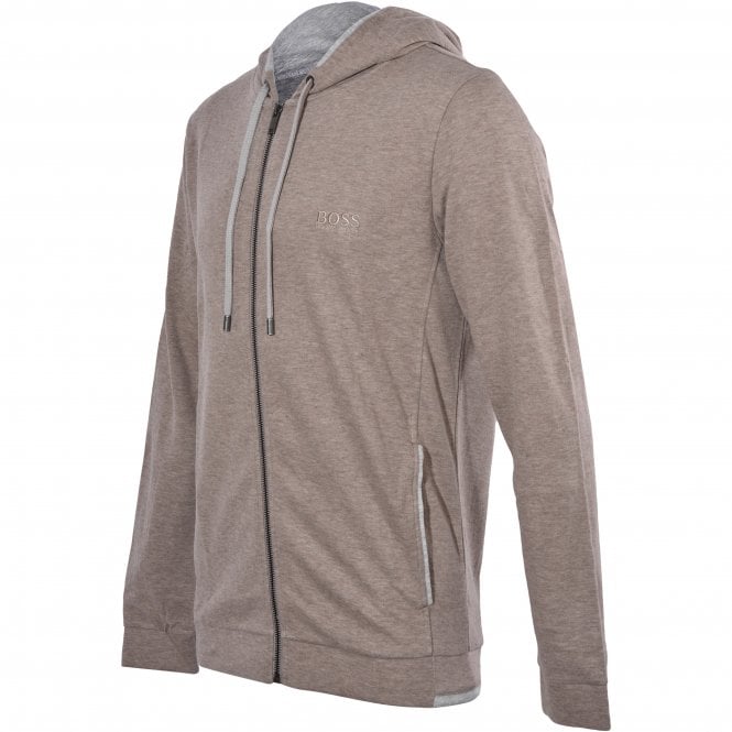 Cashmere Zip-Thru Hooded Jacket, Earth Marl-BOSS-UNDERU