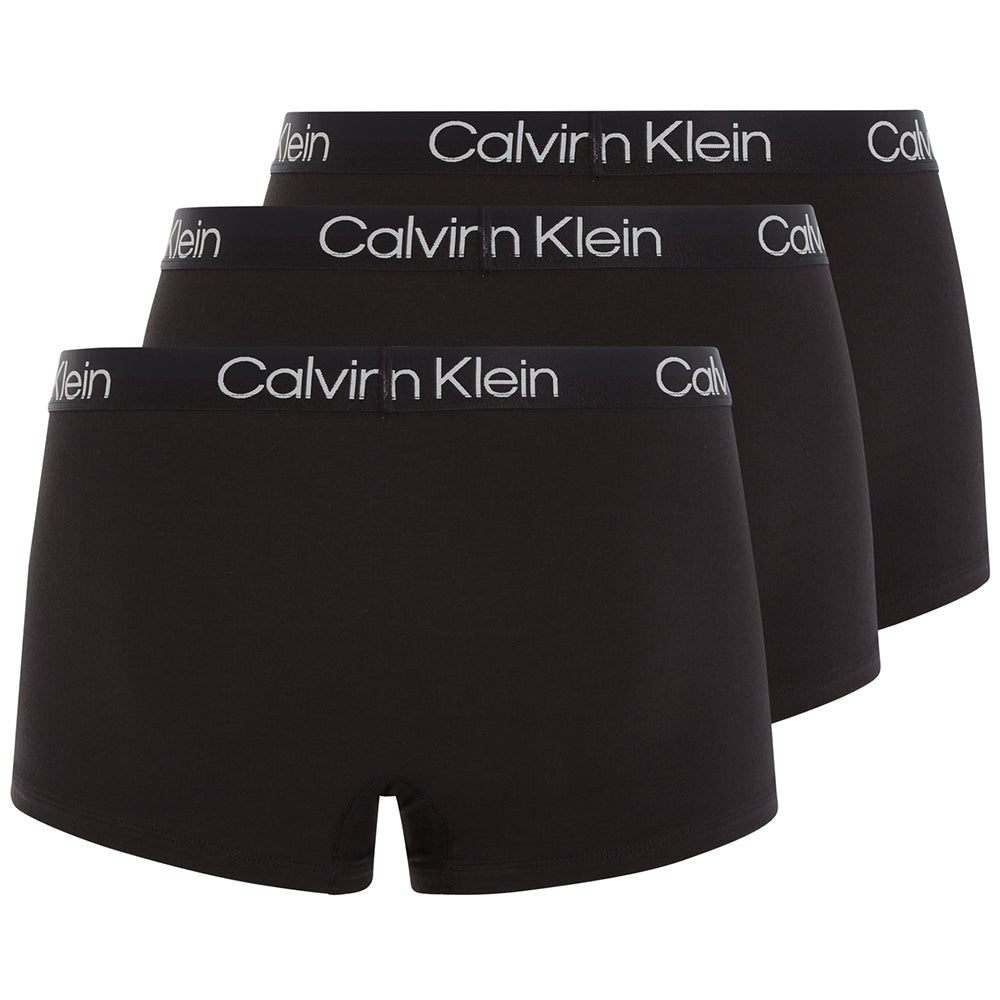 3-Pack Modern Structure Boxer Trunks, Black-Calvin Klein-UNDERU