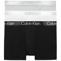 3-Pack Modern Structure Boxer Trunks, Black/White/Grey-Calvin Klein-UNDERU