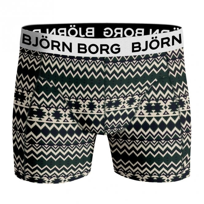 2-Pack Fair Isle & Solid Boys Boxer Trunks, Green/Multi-Bjorn Borg-UNDERU