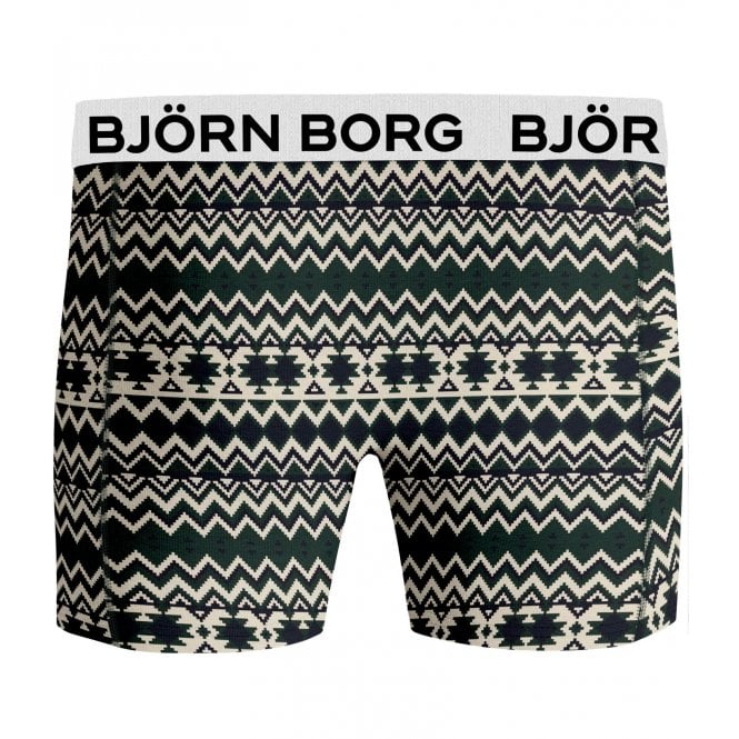 2-Pack Fair Isle & Solid Boys Boxer Trunks, Green/Multi-Bjorn Borg-UNDERU