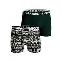 2-Pack Fair Isle & Solid Boys Boxer Trunks, Green/Multi-Bjorn Borg-UNDERU