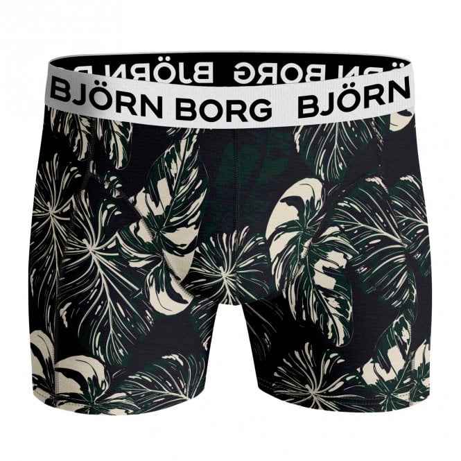 2-Pack Leaf Print & Solid Boys Boxer Trunks, Green/Navy-Bjorn Borg-UNDERU