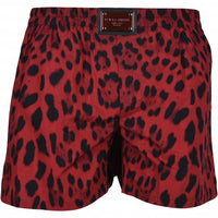 Hot Red Animal Print Boxer Shorts, Red/Black-Dolce & Gabbana-UNDERU