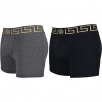 2-Pack Greca Border Boxer Briefs, Black/Grey-Versace-UNDERU