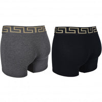 2-Pack Greca Border Boxer Briefs, Black/Grey-Versace-UNDERU