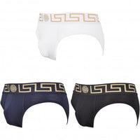 3-Pack Greca Border Low-Rise Briefs, Black/White/Navy-Versace-UNDERU