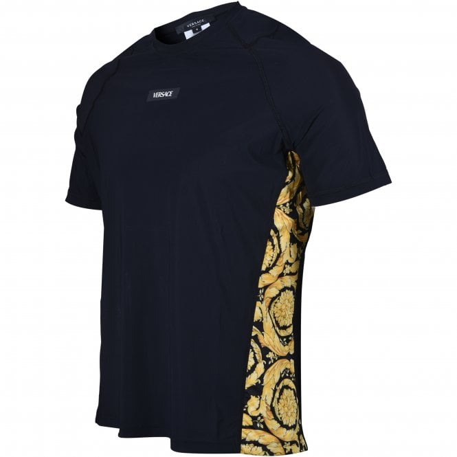 Golden Barocco Technical Gym T-Shirt, Black-Versace-UNDERU