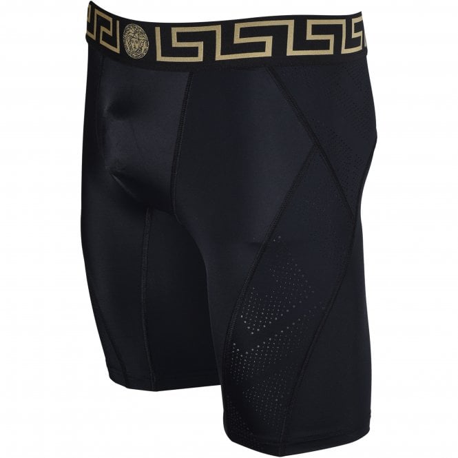 Iconic Greca Technical Gym Shorts, Black-Versace-UNDERU