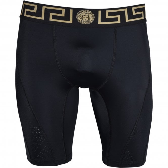 Iconic Greca Technical Gym Shorts, Black-Versace-UNDERU