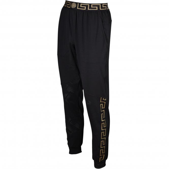 Iconic Logo Technical Gym Jogging Bottoms Black gold