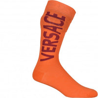 Script Logo Sports Socks, Orange/burgundy-Versace-UNDERU