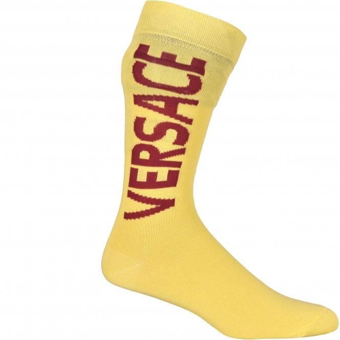 Script Logo Sports Socks, Yellow/burgundy-Versace-UNDERU