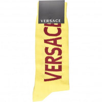 Script Logo Sports Socks, Yellow/burgundy-Versace-UNDERU