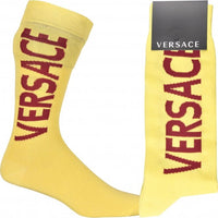 Script Logo Sports Socks, Yellow/burgundy-Versace-UNDERU