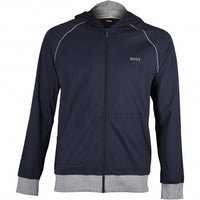 Mix & Match Zip-Thru Loungewear Hooded Jacket, Navy/grey-BOSS-UNDERU