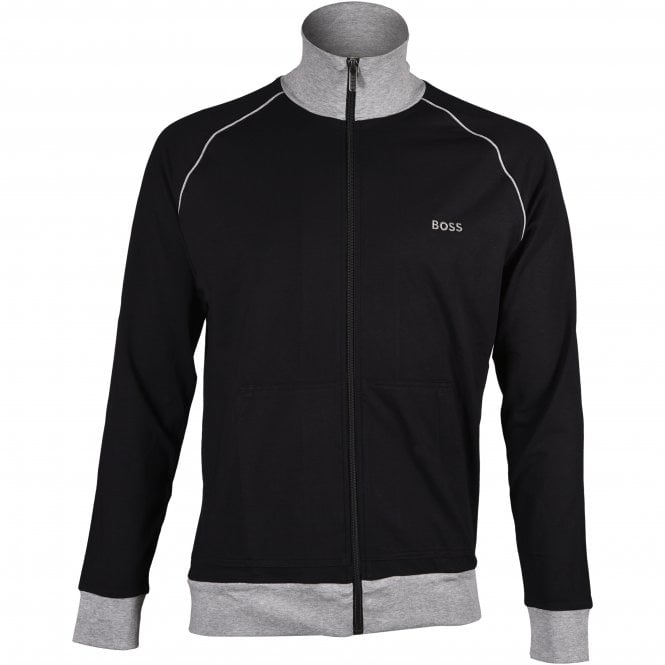 Mix & Match Zip-Thru Loungewear Track Jacket, Black/grey-BOSS-UNDERU