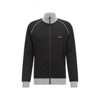 Big & Tall Zip-Thru Loungewear Track Jacket, Black/grey-BOSS-UNDERU