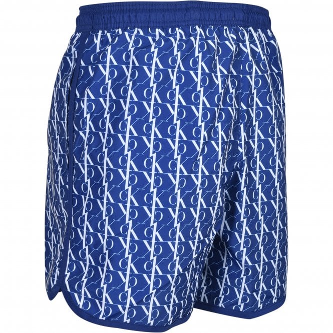 cK1 Logo Print Boys Swim Shorts, Bold Blue-Calvin Klein-UNDERU