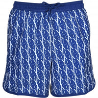 cK1 Logo Print Boys Swim Shorts, Bold Blue-Calvin Klein-UNDERU