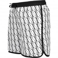 cK1 Logo Print Boys Swim Shorts, Black/White-Calvin Klein-UNDERU