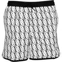 cK1 Logo Print Boys Swim Shorts, Black/White-Calvin Klein-UNDERU