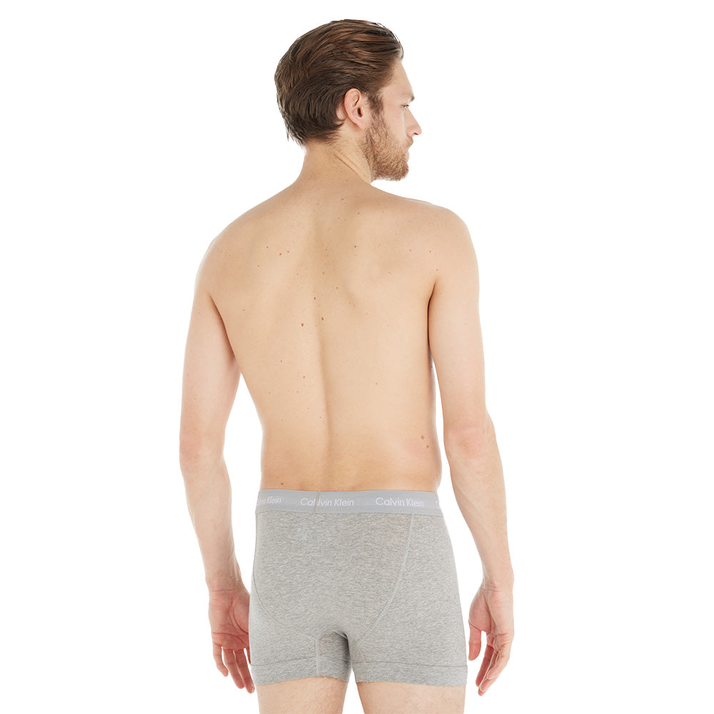 3-Pack Cotton Stretch Boxer Trunks, Grey Heather-Calvin Klein-UNDERU