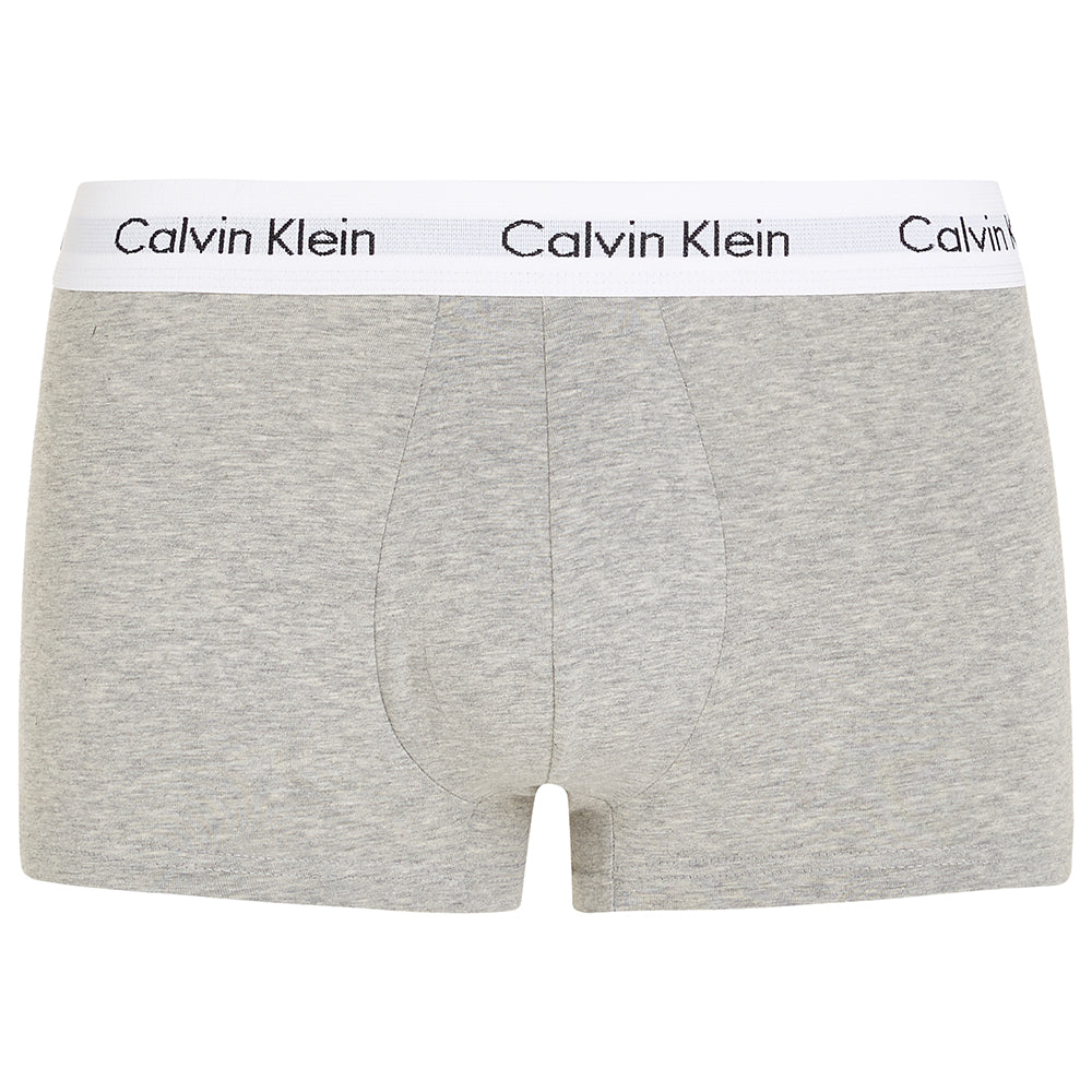 3-Pack Low-Rise Cotton Stretch Boxer Trunks, Grey Heather-Calvin Klein-UNDERU