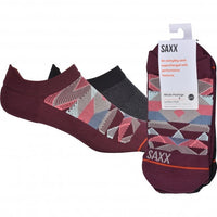 2-Pack Whole Package Geo Pattern Liner Socks, Black/Burgundy-SAXX-UNDERU