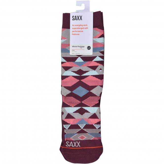 Whole Package Geometric Sock, Burgundy-SAXX-UNDERU