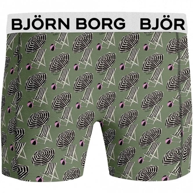 2-Pack Deckchair & Solid Boys Boxer Trunks, Green Mix-Bjorn Borg-UNDERU