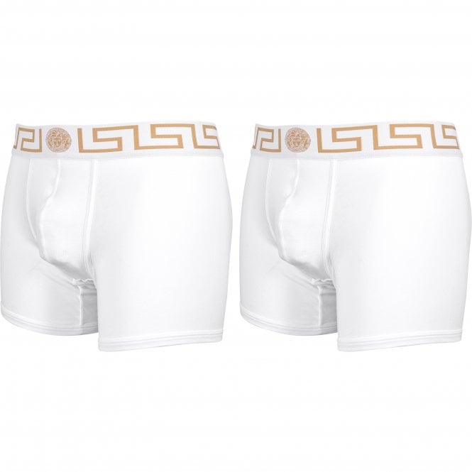 2-Pack Greca Border Boxer Briefs, White-Versace-UNDERU