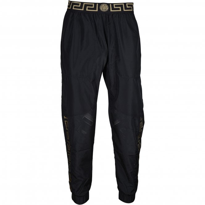 Iconic Logo Tape Technical Gym Jogging Bottoms, Black/gold-Versace-UNDERU